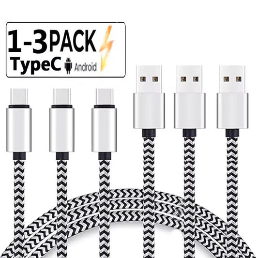 USB Type-C 2.4A Fast Charging Cable – Nylon Braided Data & Power Charger Wire for Huawei, Samsung & USB-C Compatible Devices