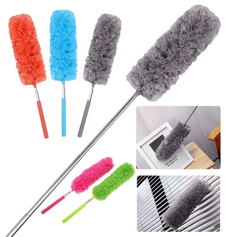 360° Electrostatic Dust Duster - Telescopic Flexible Microfiber Cleaning Brush with Stainless Steel Handle