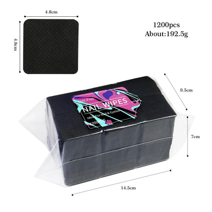 1080-Piece Nail Art Wipes - Lint-Free Cotton Pads for Gel Polish, Eyelash Glue & Beauty Cleaning