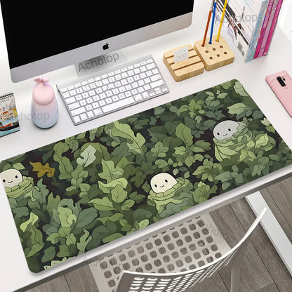 Cute Cat Gaming Mouse Pad - XL Green Plant Design XXL Desk Mat for Keyboard Computer Laptop Gamer Setup