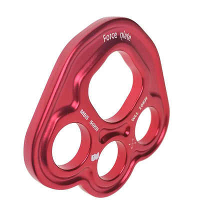 35KN Aluminum Rigging Plate – 4-Hole Bear Paw Anchor Multiplier for Climbing & Rope Rigging
