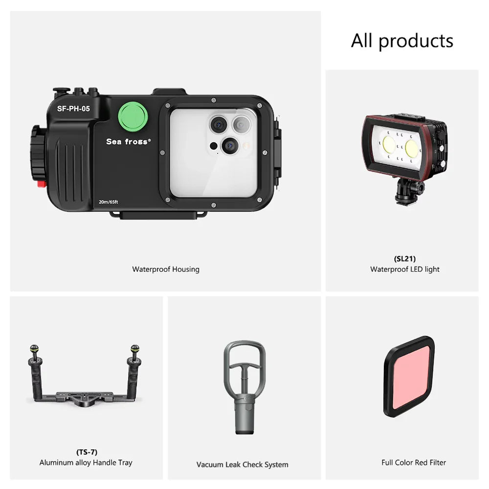 Seafrogs 20M Professional Waterproof Diving Phone Case for iPhone 16/15/14/13/12 Pro Max & Samsung S25/S24/S23 Protective Underwater Cover