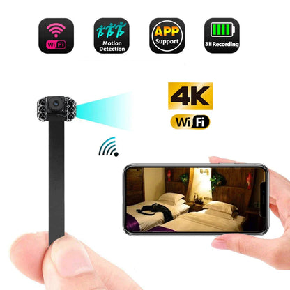 Mini WiFi Security Camera — 4K/1080P HD Wireless Night Vision Camcorder with Voice and Video Surveillance