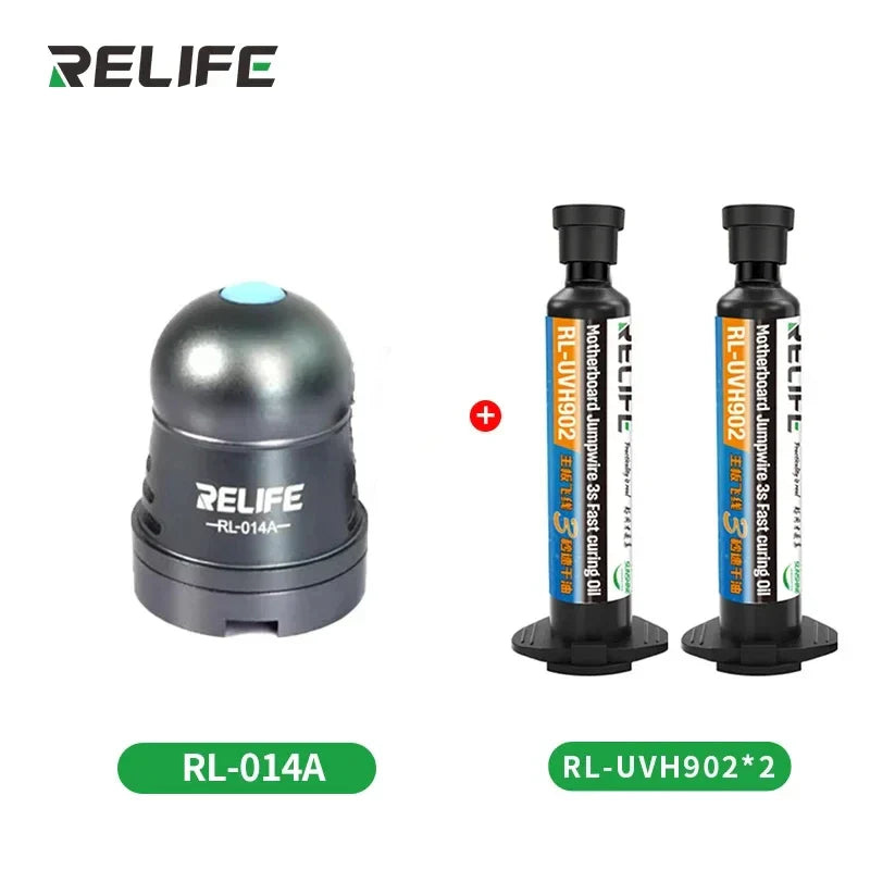 2PCS RELIFE RL-UVH902 UV 3S Quick-Drying Solder Mask Ink 10ML with RL-014 UV Curing Light for Mobile Phone Repair