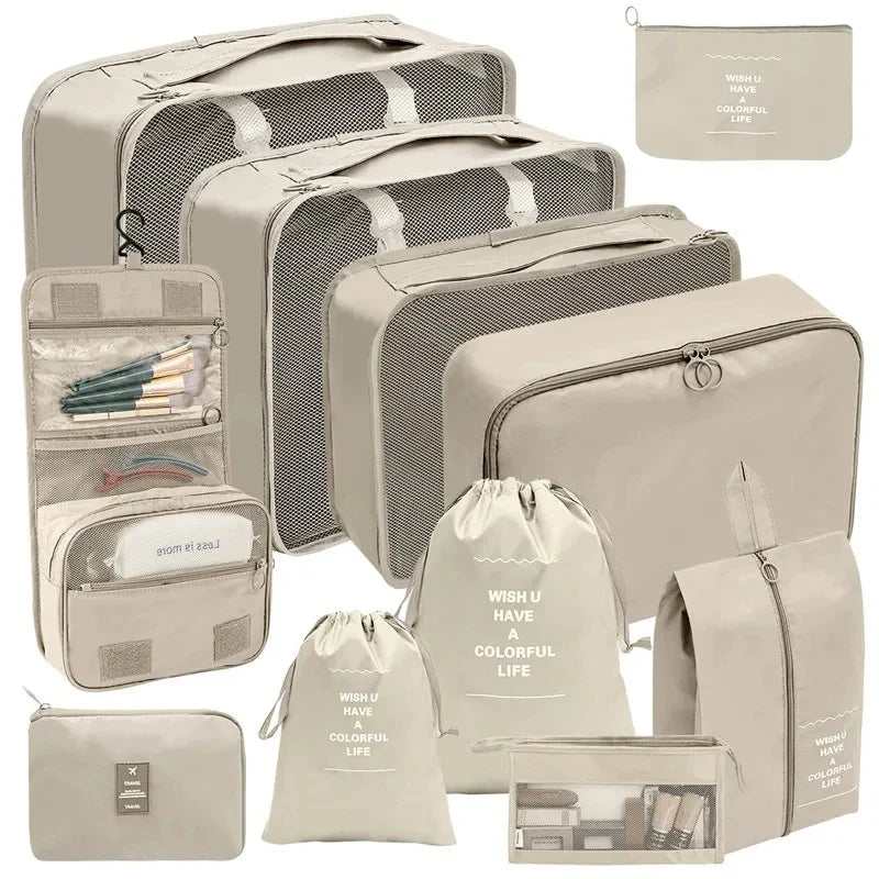7–10 Pc Travel Organizer Storage Bags Set – Portable Packing Cubes for Suitcase, Clothes, Shoes & Luggage Tidy Pouch