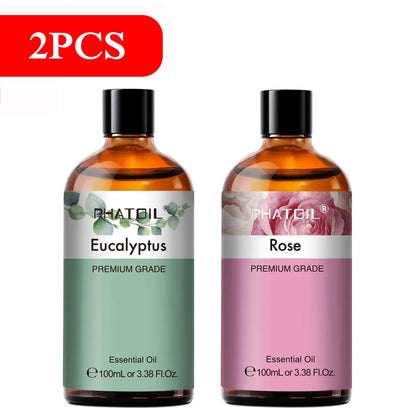 PHATOIL 100ml Aromatherapy Essential Oil Set – Lavender, Rose, Vanilla, Eucalyptus, Sandalwood & Pine Needles for Diffusers & Candle Making