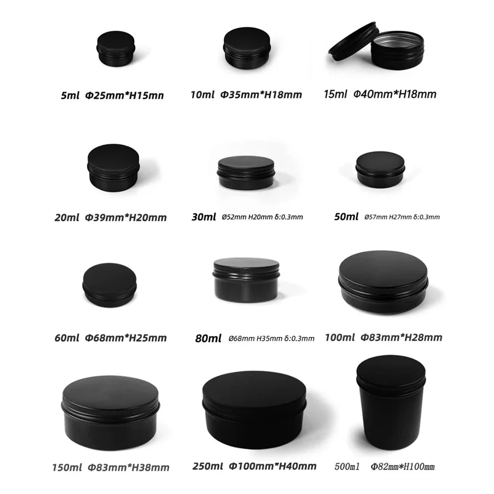 50PCS Aluminum Tin Jars – 5g to 100g Metal Containers for Cosmetic Creams, Lip Balm & Face Care