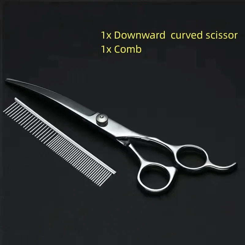 Pet Grooming Scissors Set – Professional Dog Hair Trimming Tools, Bent & Straight Scissors, Teddy Haircut Clippers