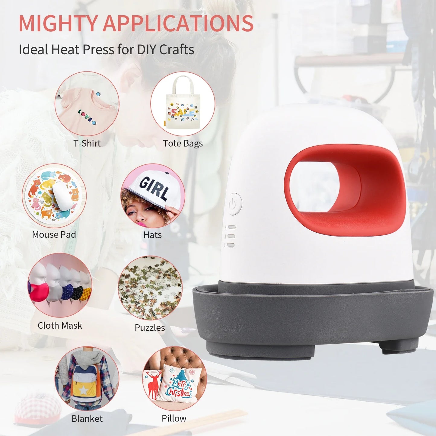 Portable 220V Mini Heat Press Machine – DIY T-Shirt & Vinyl Transfer Press for EU Plug