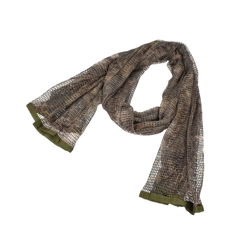 Outdoor Camouflage Netting Scarf — Camo Mesh Face Veil & Shemagh Head Wrap for Camping, Hiking, Shooting