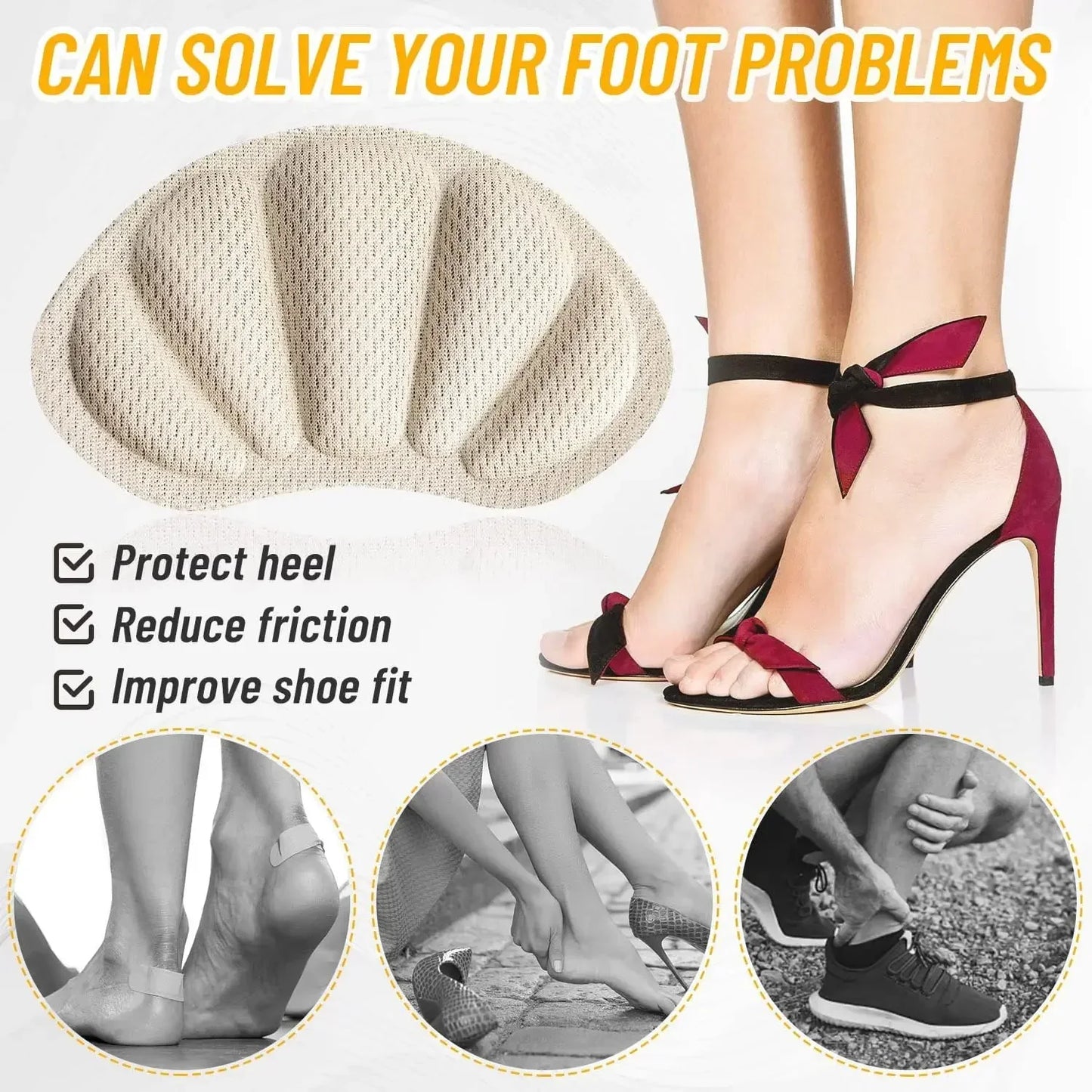 Heel Sticker Insoles Pads — Anti-Pain Cushion Heel Protectors for Sports Shoes & Sneakers, Adhesive Comfort Patch