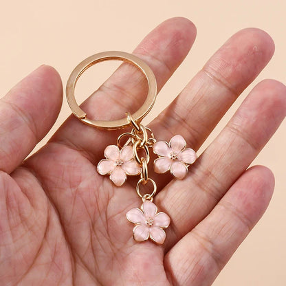 Sakura Flower Enamel Keychain - Colorful Cute Key Ring Handbag Accessory Gift for Women & Girls