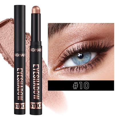 LANGMANNI 16-Color Pearl Waterproof Eyeshadow Stick – Long-Lasting Color & Face Highlight