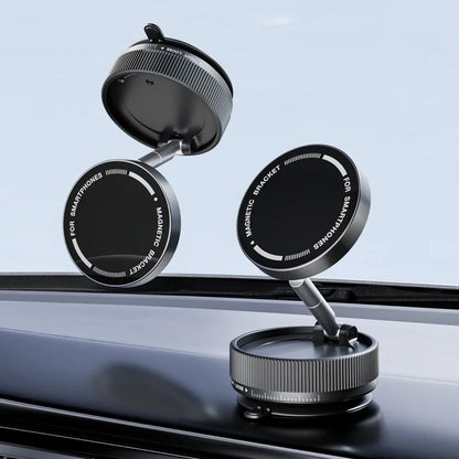 Vacuum Suction Magnetic Phone Holder – 360° Rotating Hands-Free Foldable Car & Smooth Surface Mount