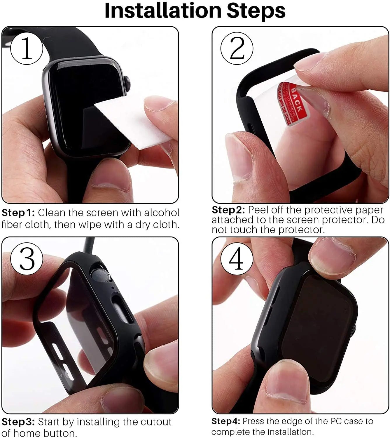 Apple Watch Protective Case - PC Bumper Screen Protector Cover for Series Ultra 2, 9, 8, 7, 6, SE 38mm-49mm