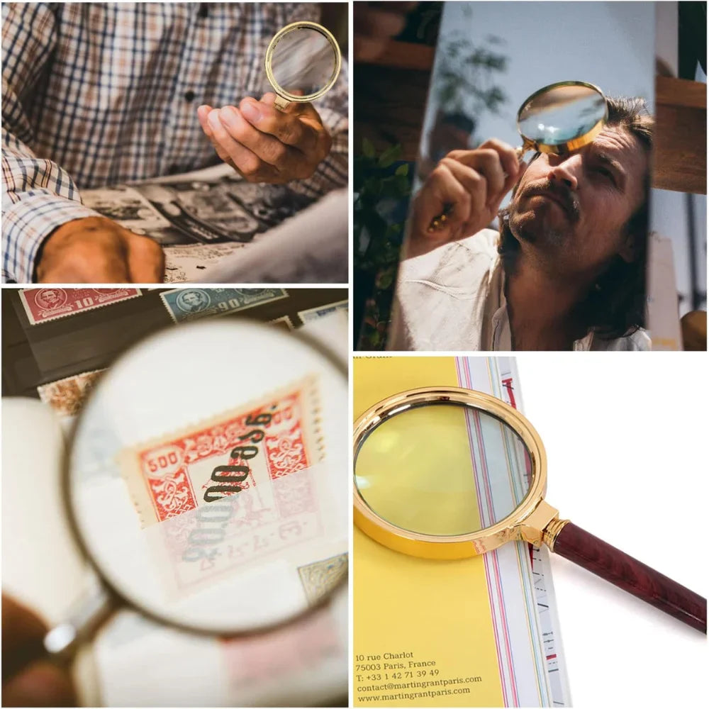10X Handheld Magnifying Glass with Wooden Handle – 60/70mm Reading Loupe for Home, Learning & Fault Finding Inspection