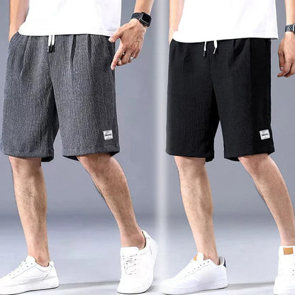 Men’s Ice Silk Sports Shorts – Loose, Breathable Cropped Pants for Casual Wear (XL-XXXL)