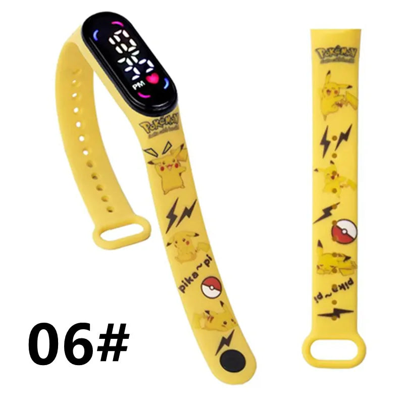 Pokemon Kids LED Watch — Pikachu Digital Anime Silicone Wristband with Puzzle Gift Box, Creative Birthday Gift