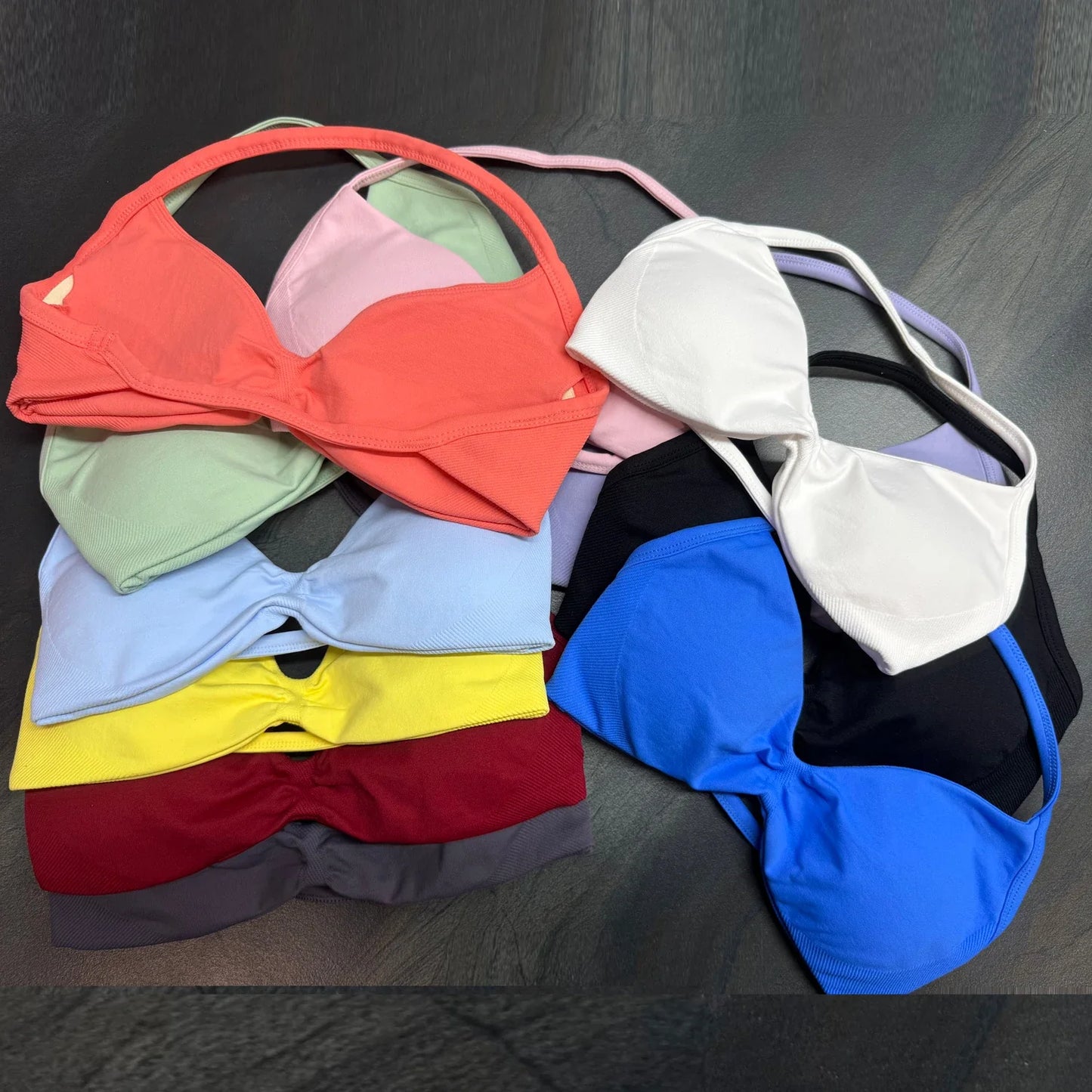 Impact Strappy Halter Sports Bra – Light Support Seamless Gym & Yoga Crop Top with Padding