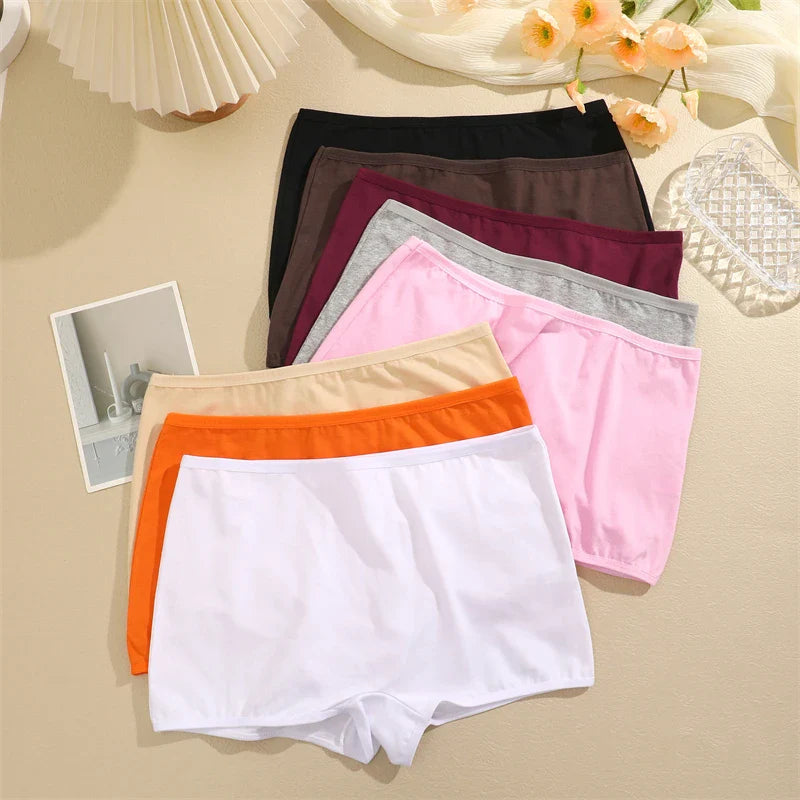 New Women’s Cotton Seamless Sports Panties – Solid Color Boxers, Cozy Lingerie Underwear XS-XL