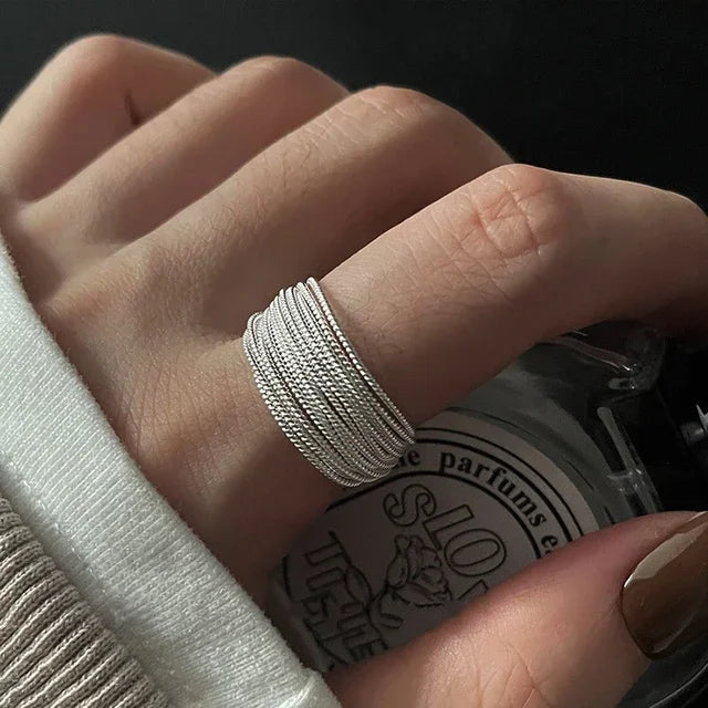 925 Sterling Silver Geometric Ring — BF CLUB Fashion Handmade Ring for Women, Party & Christmas Gift
