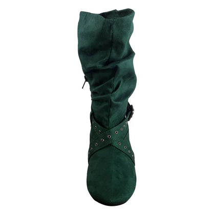 Wedopus Women’s Customized Heel Western Dance Boots – Black Suede Cowboy Shoes for Urban Dancing