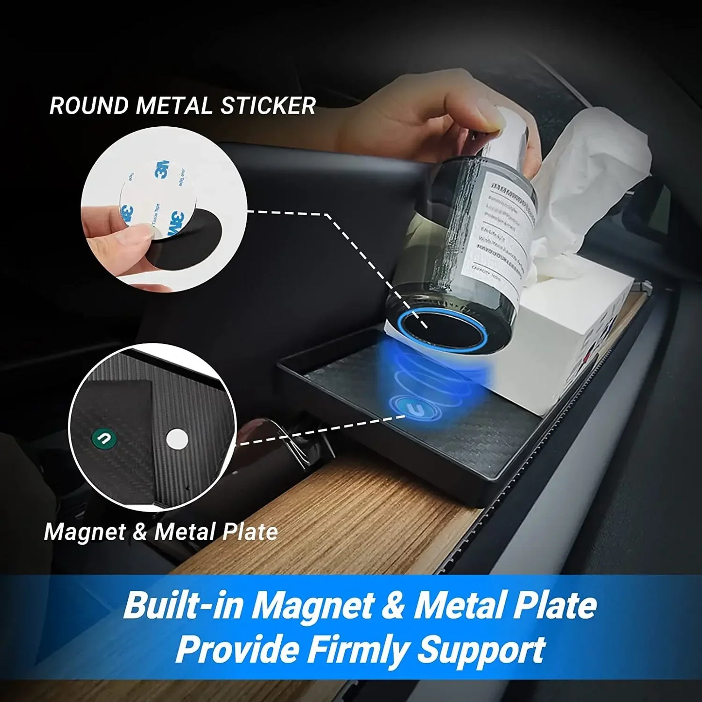 Center Console Organizer for Tesla Model 3 & Model Y Highland – Anti-Slip Under Screen Storage Box with Screen Back Storage