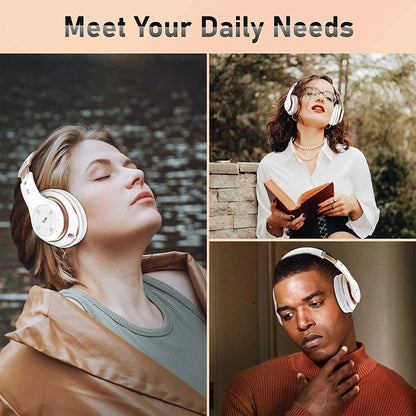 Wireless HiFi Stereo Over-Ear Headphones - Bluetooth Headset with Mic, TF Card Support, Noise Cancelling for Cellphones & PC