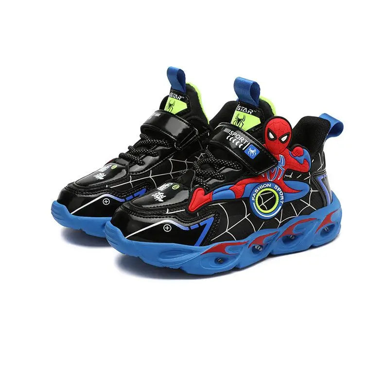 Disney Boys LED Shoes – Cartoon Sports Sneakers with Non-Slip Leather, Size 25-35, Perfect for Running