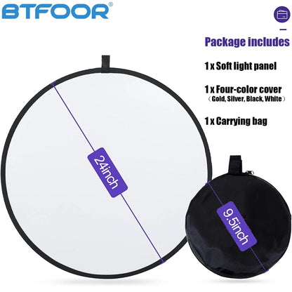 5-in-1 Collapsible Oval Photography Reflector 24"x35" 60x90cm Portable Light Diffuser Multi-Color Panel (90x120/100x150/150x200cm Options)