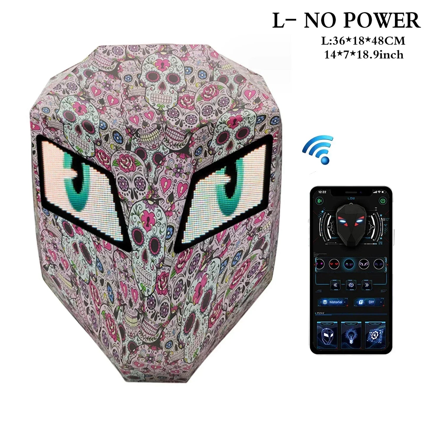 LOY LED Knight Cycling Backpack - Waterproof Motorcycle Helmet Bag with Bluetooth APP Control, Hard Shell Laptop Bag with LED Lights