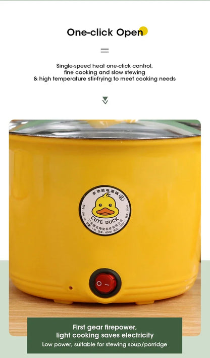 1.8L Mini Electric Hot Pot – Multifunctional Cooking Pot for Noodles & Small Meals, Stainless Steel Liner