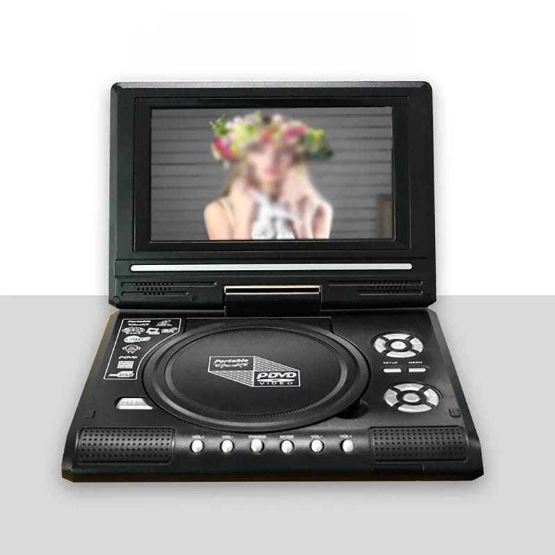 Mini 7.8-Inch DVD Player – Desktop Digital Smart TV CD EVD Disc Player, Remote Control, Portable Travel with 270° Rotatable Screen