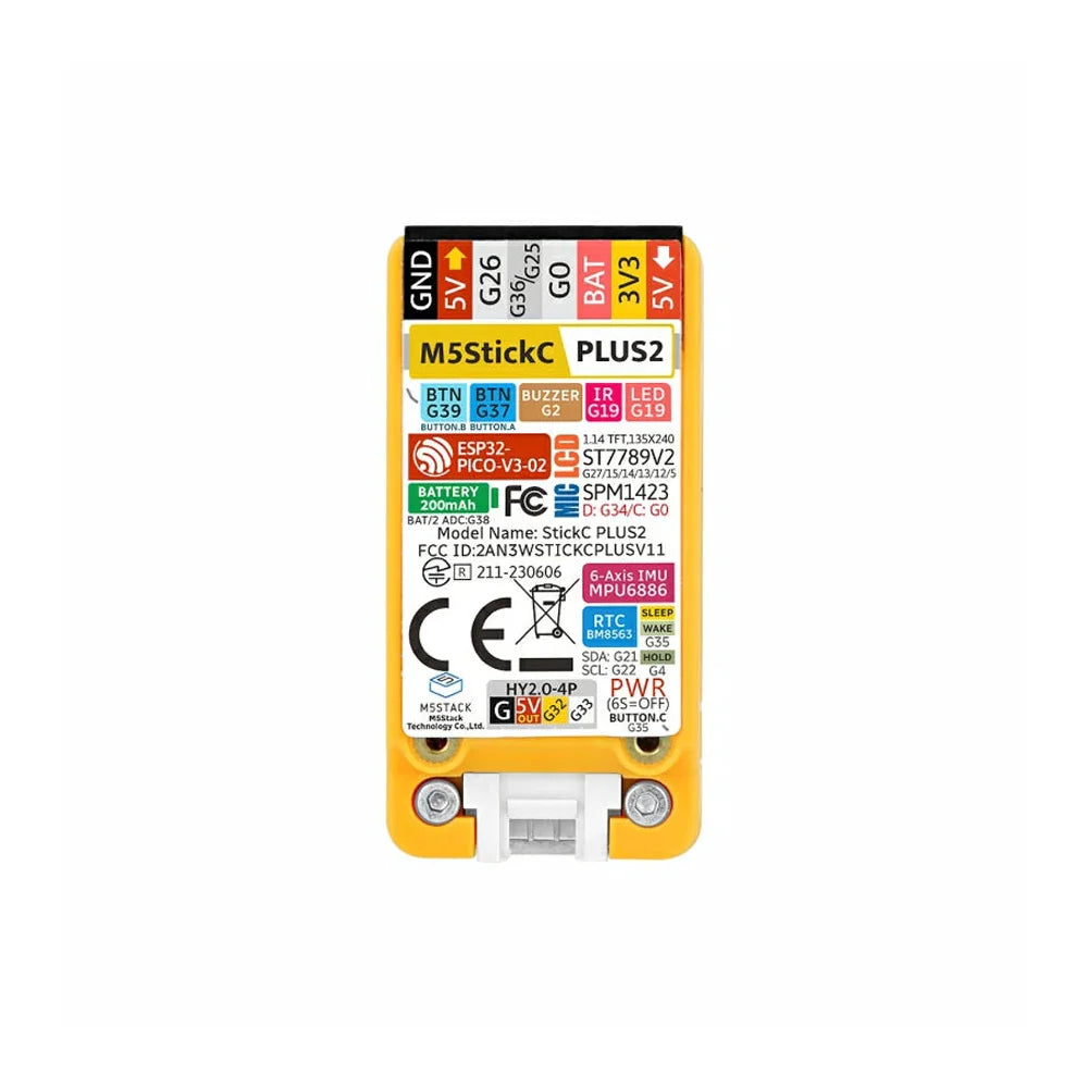 M5Stack M5StickC PLUS2 ESP32-PICO IoT Development Kit - WiFi, IR, 1.14-inch TFT Screen IoT Controller