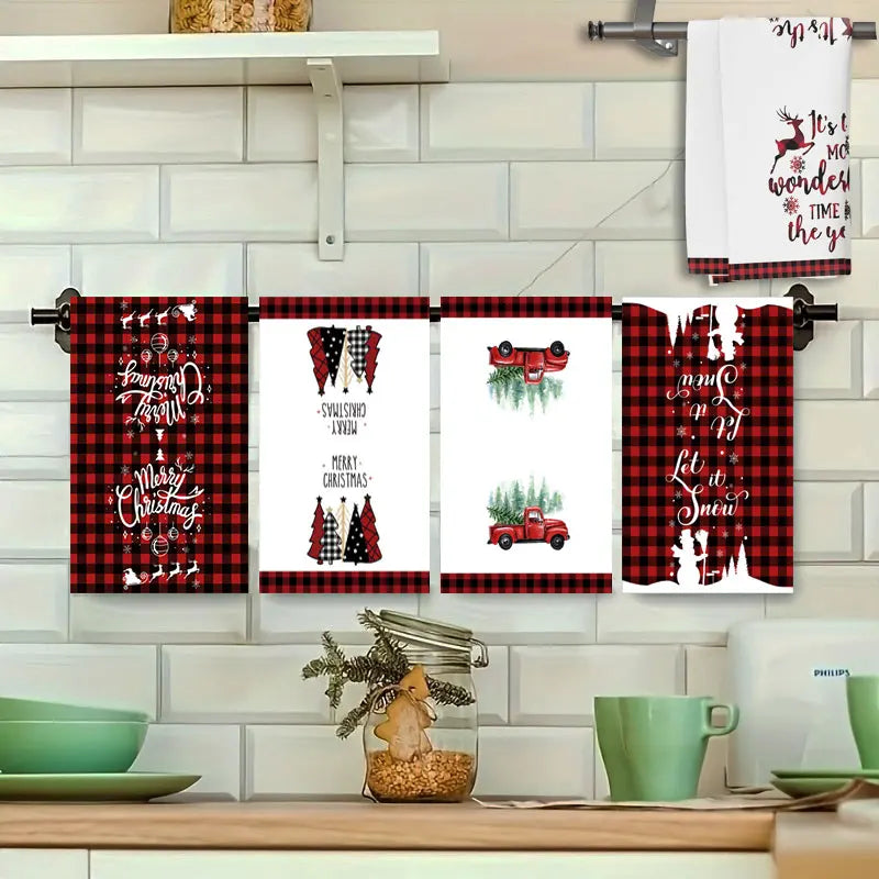 5-Pack Christmas Towels — Soft, Absorbent, Cartoon Holiday Patterned Towels for Festive Decorations