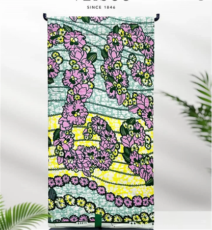 African Real Print Ankara Wax Fabric - Soft 100% Cotton Pagne 6 Yards