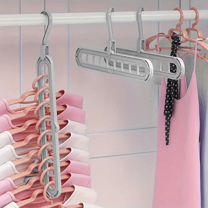 3pcs Foldable 9-Hole Plastic Hangers – Heavy Duty Space-Saving Clothes Organizer for Closet & Home