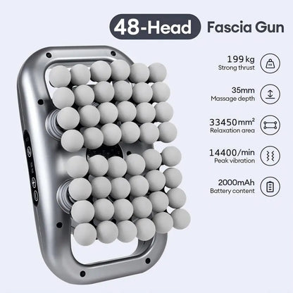 48-Head Body Massage Gun — High-Frequency Vibration Fascia Massager for Neck, Back, Waist, Thigh & Shoulder Muscle Relief