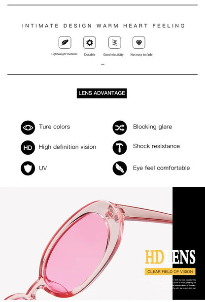 Vintage Small Oval Sunglasses for Women – Luxury Brand Designer Retro Black & Red UV400 Eyewear