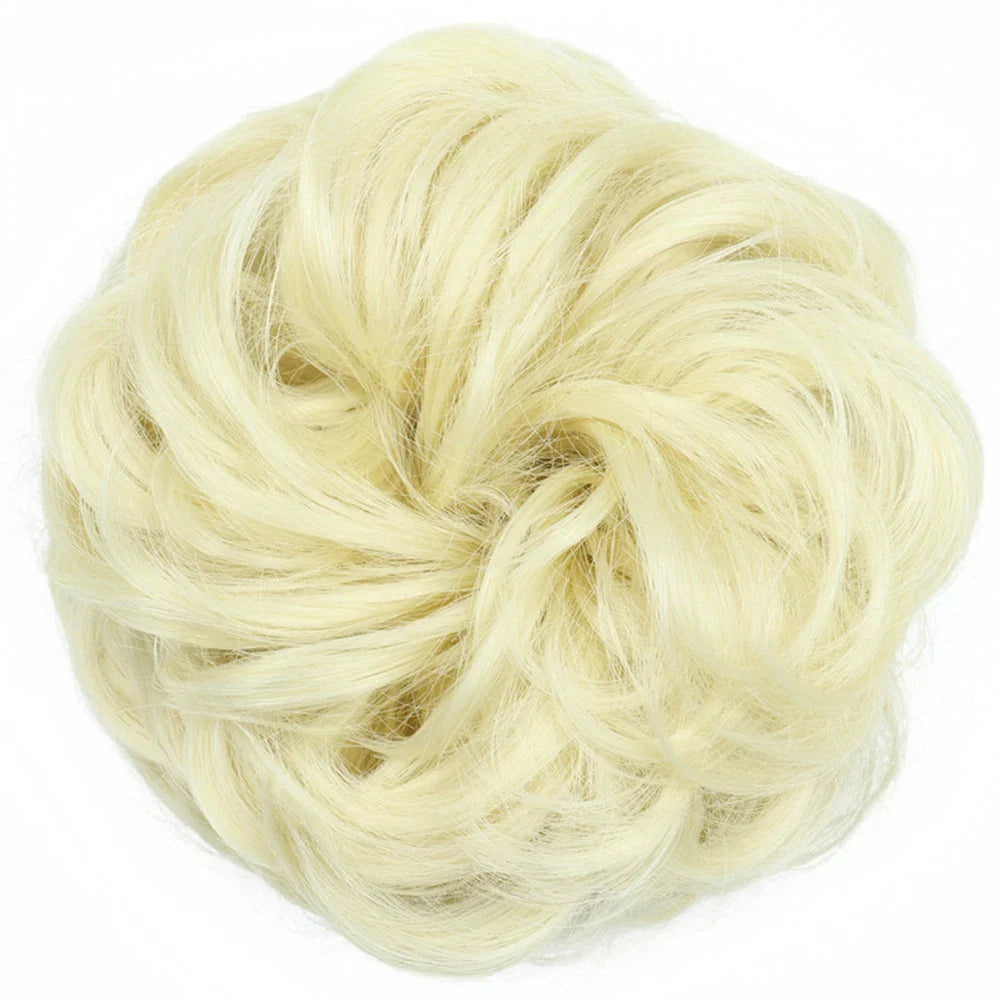 Azqueen Synthetic Messy Bun Chignon – Gray Brown Hair Bun Pad with Elastic Rope & Rubber Band Hair Extensions