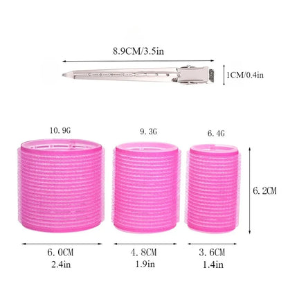 28pcs Hair Roller Set – 18 Plastic Self-Grip Curlers in 3 Sizes with 10 Metal Clips for DIY Hairdressing