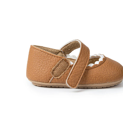 Meckior Baby Boys & Girls Shoes - Infant Leather with Rubber Sole, Anti-Slip Toddler First Walkers, Newborn Princess Crib Shoes