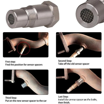 Universal Extension Filter Oxygen O2 Sensor Connector – Steel Thread Adapter Extender Spacer, 1.5 Stainless L0L3