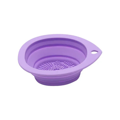 Silicone Makeup Brush Cleaner Bowl – Folding Powder Puff & Eyeshadow Brush Washing Mat, Soft Beauty Scrubber Tool