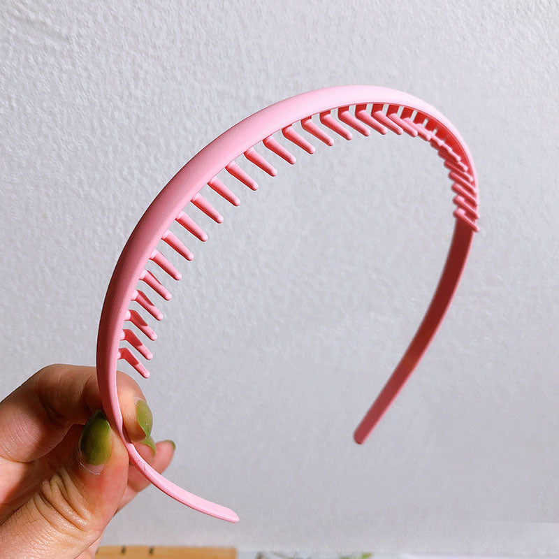 Fashion Solid Color Plastic Hairbands – Toothed Wave Combs, Non-slip Hair Bands for Women & Girls, Face Wash Headbands, Hair Accessories