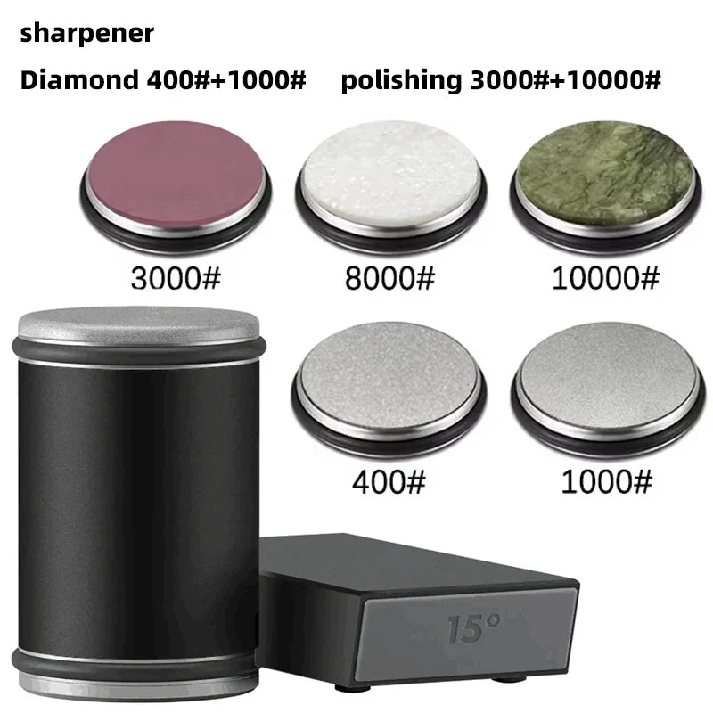 New Rolling Double-Sided Diamond Knife Sharpener – 15° & 20° Magnetic Angle Roller for Kitchen Sharpening