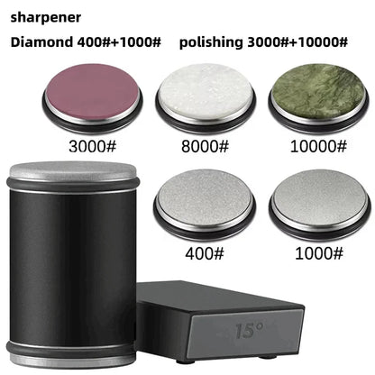 New Rolling Double-Sided Diamond Knife Sharpener – 15° & 20° Magnetic Angle Roller for Kitchen Sharpening