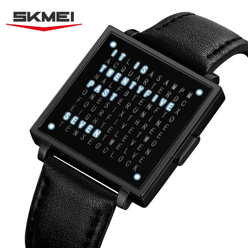SKMEI 2388 Luxury Digital LED Watch for Men – Waterproof, Date Display, Leather Strap Wristwatch
