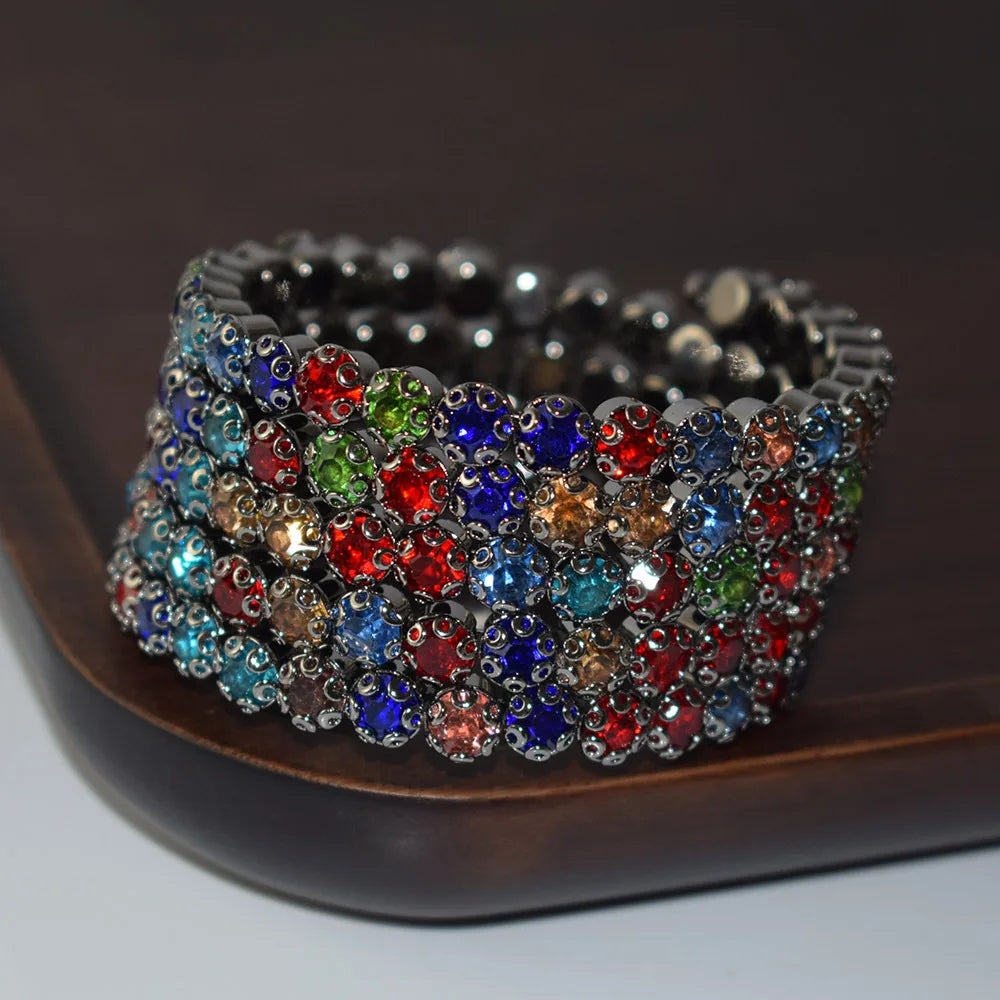 Women’s Rhinestone Crystal Bracelet - Glamorous Statement Jewelry for Stage & Special Events