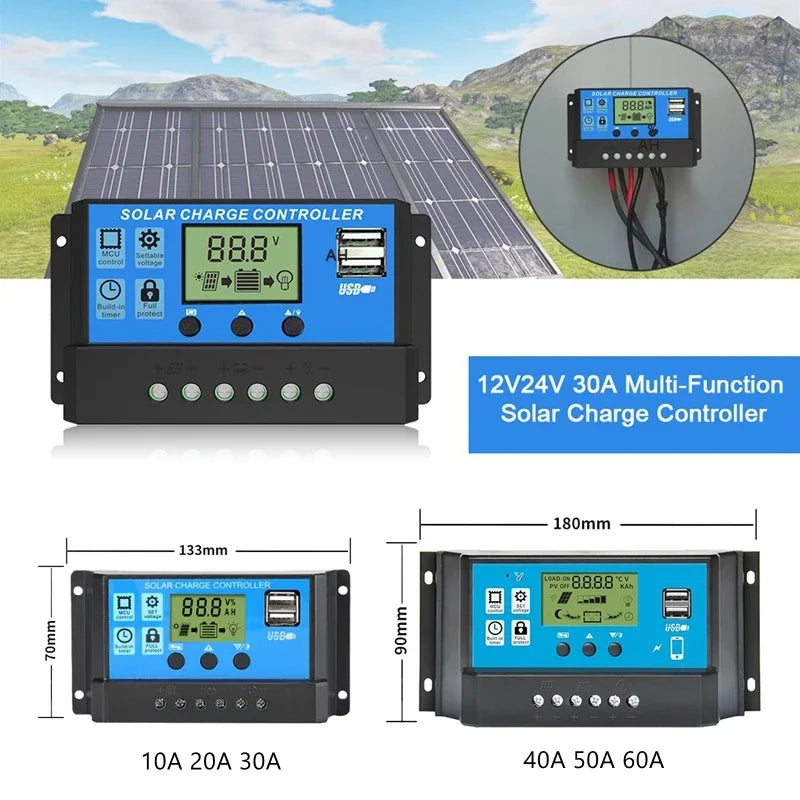 300W/600W Solar Panel Kit - Complete 12V Polycrystalline USB Power, Portable Outdoor Rechargeable Solar Cell Generator